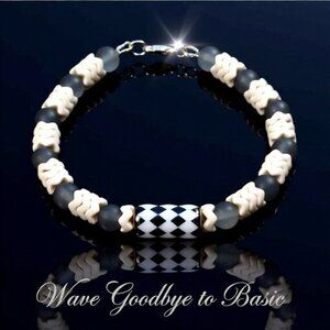 Monochore! Gray + Off-White Beaded Winter Bracelet! Sturdy Every Day Wear